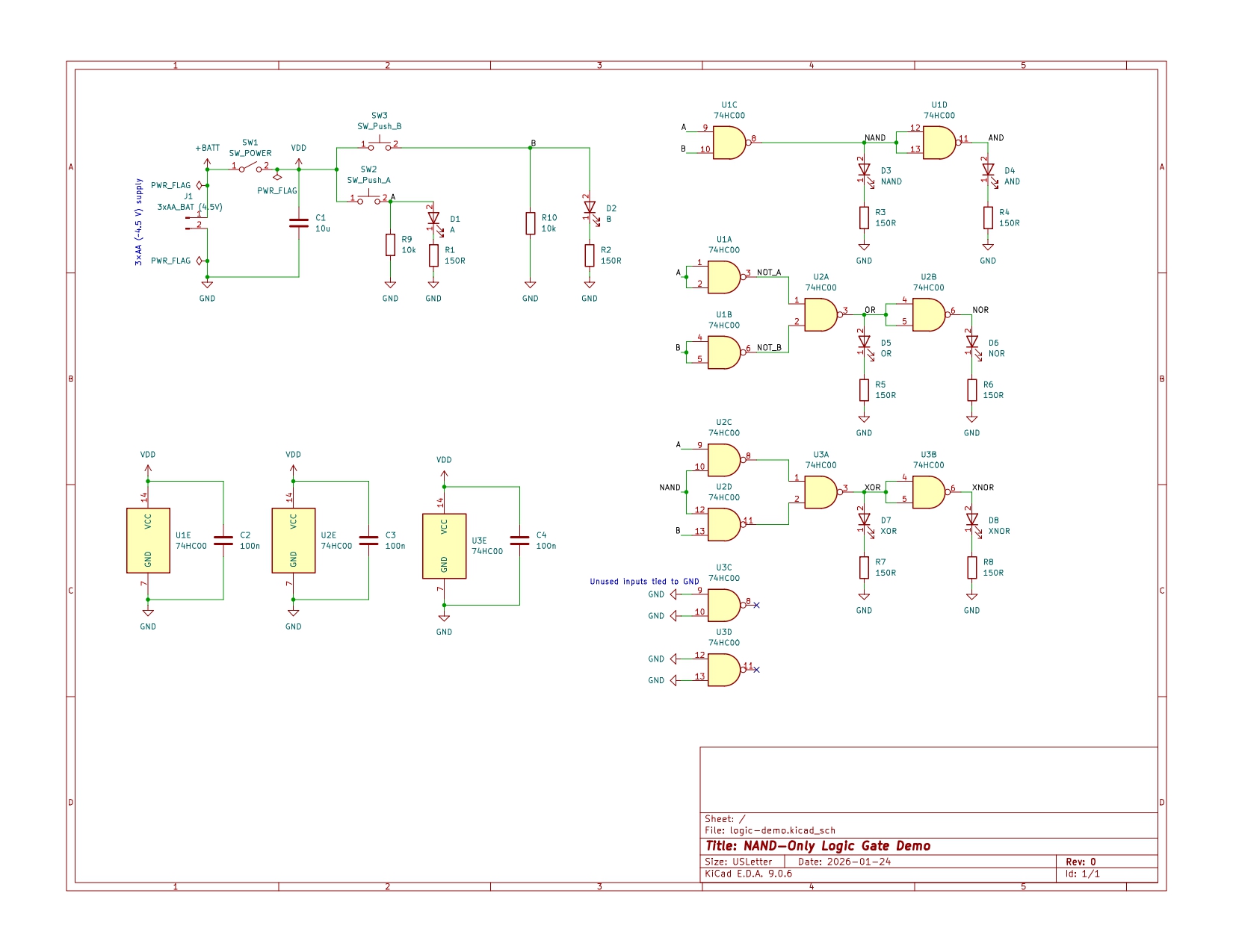 NAND-Only Logic Gate Demo PCB image 1
